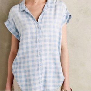Cloth & Stone Chambray Denim Gingham Anthro Top